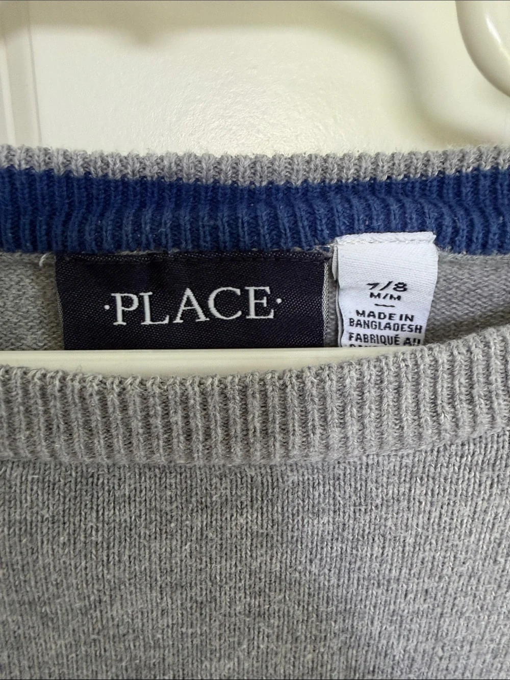 The Children's Place Gray, Light Blue & Navy Striped Crewneck Sweater